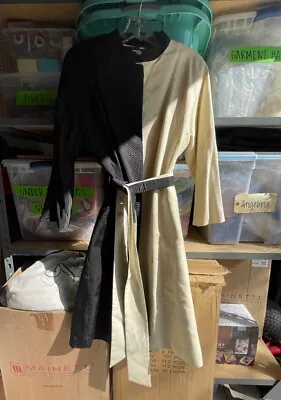 Buy Women's Kelly Wearstler Black And Beige Belted Trench Coat Sz M Cruella DeVille • 330.75£