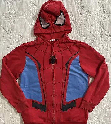 Buy Marvel Avengers Endgame Spiderman Hoodie Costume Hooded Eye Slots, XL Full Zip • 16.09£