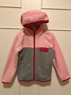 Buy Girls Age 4yrs Pink Grey Zip Up Fleece Hooded With Pockets By Okie Dokie VGC • 8£