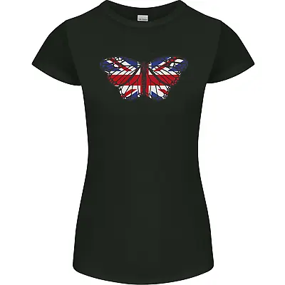 Buy Union Jack Butterfly British Britain Flag Womens Petite Cut T-Shirt • 9.99£