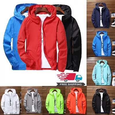 Buy Mens Lightweight Windbreaker Waterproof Rain Jacket Hooded Breathable Outwear • 10.91£