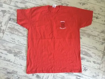 Buy Lewes Waterloo Bonfire Society Red T Shirt Embroidered Logo XL Whiskey Preachin • 15£