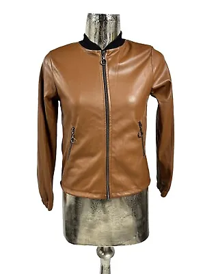 Buy BIG PARK Jacket Size UK 8 Brown Faux Leather Womens Coat NEW EU36 RRP £39 • 20.99£