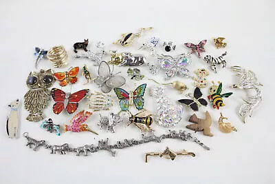 Buy Animal Themed Jewellery Bugs Cats Snake Mouse Butterfly Rhinestone X 35 • 10.60£