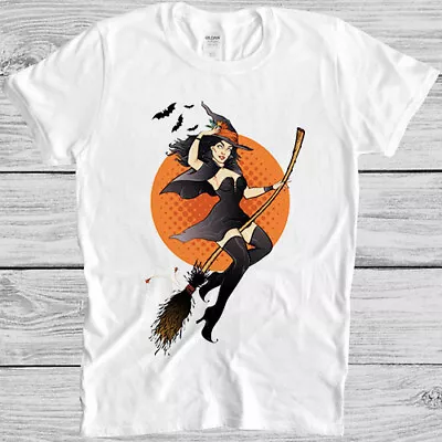 Buy Halloween Pinup Witch Girl Horror Meme Funny Style Movie Music Gift T Shirt 7088 • 6.35£