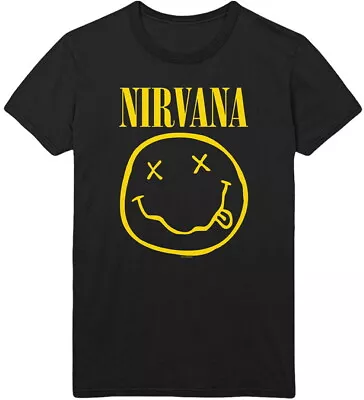 Buy Nirvana Flower Sniffin Black T-Shirt Plus Sizing NEW OFFICIAL • 17.79£