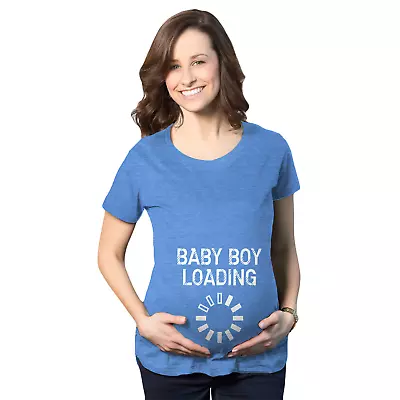 Buy Maternity Baby Boy Loading Funny Nerdy Pregnancy Announcement T Shirt • 8.98£