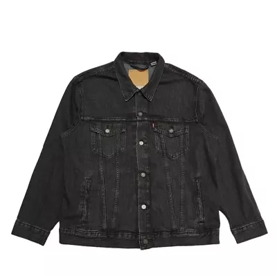 Buy Levi's Black Relaxed Trucker Denim Jacket Uk Men's Size Large BB899 • 39.99£