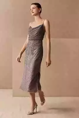 Buy Anthropologie Forever That Girl Dunne Midi Dress Gray Sequin Size 8 • 37.88£