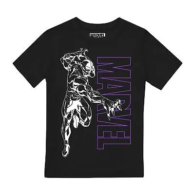 Buy Marvel Boys T-shirt Black Panther Outline Top Tee 7-13 Years Official • 9.99£