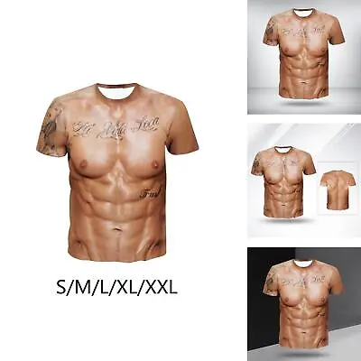 Buy 3D Muscle Printed Men's Short Sleeve Undershirt T Shirt Short Sleeved Shirt • 8.75£