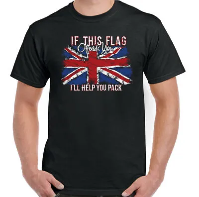 Buy Union Jack T-Shirt Flag Offends Mens St Georges Day Great Britain England GB Top • 10.99£