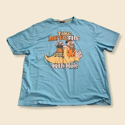 Buy The Flintstones 19yh Hole Golf T Shirt  Light Blue Graffic Tee Size Mens 2XL • 20£