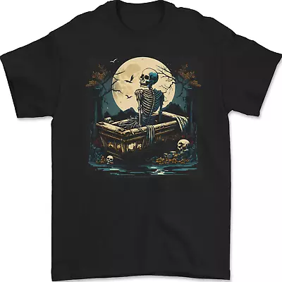 Buy A Skeleton & Coffin In A Graveyard Halloween Mens T-Shirt 100% Cotton • 8.49£