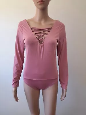 Buy Damned Delux Pink Long Sleeve Bodysuit Size M • 8£