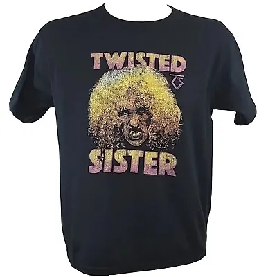 Buy GILDAN Twisted Sister Top Womans Large BlackGraphic Short Sleeve Band Fitted Tee • 18.94£