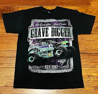Buy Grave Digger Monster Jam Series Shirt Black Youth Small NC Dennis Anderson • 9.46£