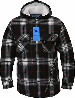 Buy Hooded Fleece Padded Lumberjack Shirt Jacket Fur Lined Sherpa Winter Warm Work • 16.98£