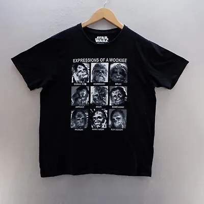 Buy Star Wars T Shirt Large Black Graphic Print Chewbacca Movie Short Sleeve Cotton • 8.09£
