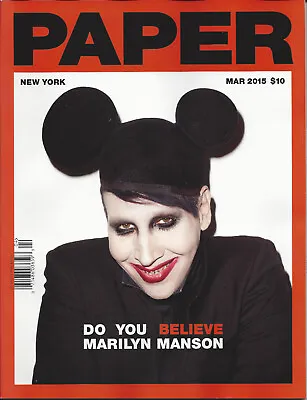 Buy Paper Magazine MARILYN MANSON Cover March 2015 Mickey Mouse Ears - Rare • 10.05£