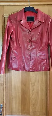 Buy Vintage Ladies Hirsch Red Leather Jacket Size 8 Excellent Condition • 75£