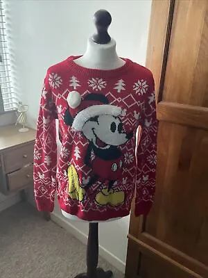 Buy Disney Primark Mickey Mouse Christmas Jumper Ladies Size S Nordic Festive Fun • 14.99£