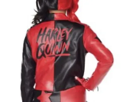 Buy Harley Quinn Faux Leather Jacket Cosplay Size M • 57.64£