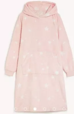 Buy Marks & Spencer M&S Star Print Oversized Fleece Hoodie Adult Light Pink • 6£