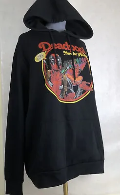 Buy Marvel Deadpool Hoodie Sweatshirt Black & Red 'Merc For Money' Graphic Size XL • 14.99£
