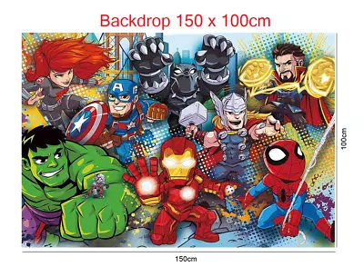 Buy Avengers Theme Backdrop Vinyl Cloth 5 X 3 Foot Kids Party Decoration • 7.99£