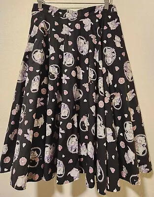Buy Hell Bunny Clothing Kitty Cat Blossom Pinup 50's Skirt - Size: Medium • 23.62£