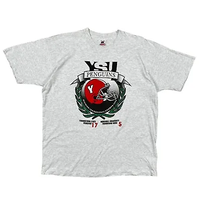 Buy VINTAGE YSU Penguins T Shirt Graphic American Football 1993 Single Stitch Grey  • 29.95£