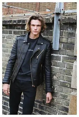 Buy NEW Men Genuine Lambskin Real Motorcycle Slim Biker Quilted Leather Jacket Black • 133.22£