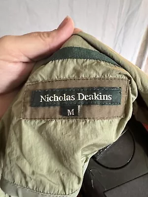 Buy NICHOLAS DEAKINS Mens Olive Green Thin Zip Jacket Pockets SIZE M Medium • 15£