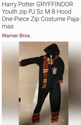 Buy Harry Potter GRYFFINDOR Sz 8 Costume PJ Hood Pajama Zip Union Suit Wizard Kid M • 17.69£