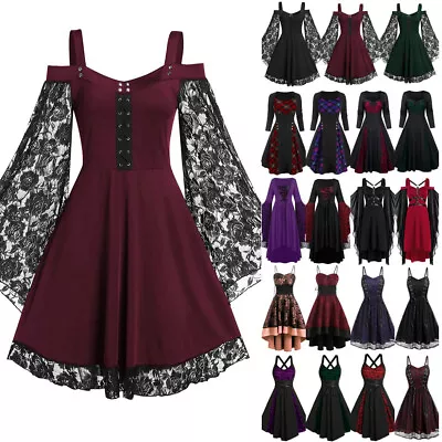 Buy Halloween Womens Medieval Gothic Witch Renaissance Dress Adult Cosplay Costume • 6.19£