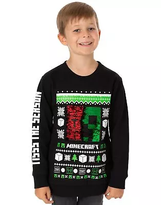 Buy Minecraft Black Christmas Jumper (Boys) • 19.99£