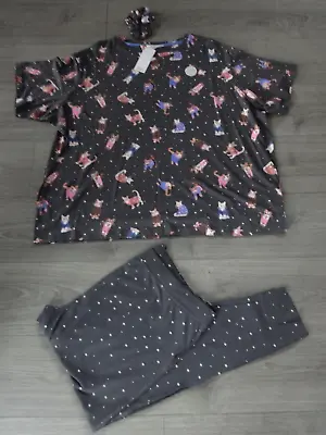 Buy Bnwt - M&s Marks & Spencer Grey Mix Pyjamas Set With Hair Scrunchie Uk Size 22 • 13.99£
