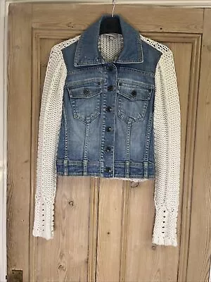 Buy Karen Millen Denim And Knitted Jacket Size 10 Y2K Great Condition Unique • 69£