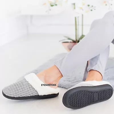 Buy Womens Warm Faux Fur Lined Ladies Comfy Hard Sole Outdoor Slippers Shoes Size • 5.99£