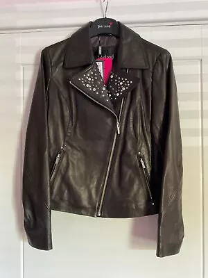 Buy Ladies Black Leather Jacket Lakeland Size 10 BNWT • 125£