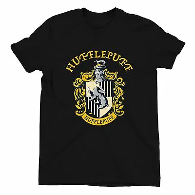 Buy Harry Potter Hufflepuff Logo & Crest Children's Unisex Black T-Shirt • 14.99£