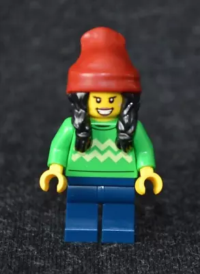 Buy Girl W/ Green Sweater & Red Hat - Christmas Village ~ NEW City Lego Minifigure • 7.71£