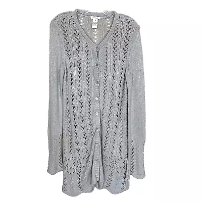 Buy Sundance Cardigan Sweater Merino Wool Alpaca Open Knit Gray Cottagecore Womens M • 17.01£