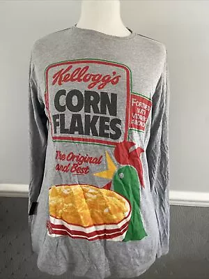 Buy Kellogg's Corn Flakes Vintage Grey Long Sleeve T-Shirt Men Size Medium • 12.95£