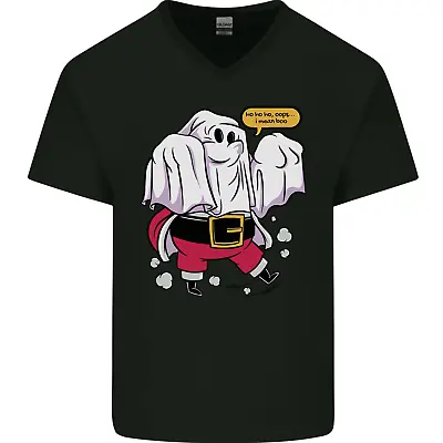 Buy Funny Santa Ghost Christmas Halloween Mens V-Neck Cotton T-Shirt • 8.49£