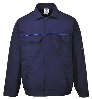 Buy Mens Portwest Work Jacket Classic Studded Front Lightweight Multi Pocket Coat • 12.99£
