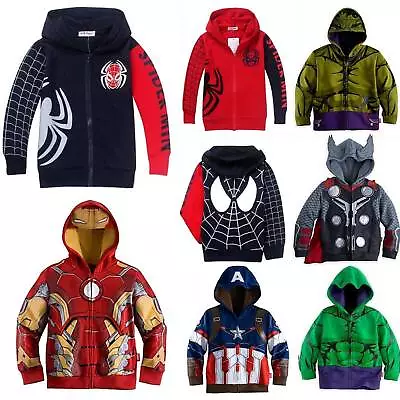 Buy Kids Boys MARVEL AVENGERS Costume Zip Up Hoodie Jacket Coat SUPERHERO Outwear • 10.06£
