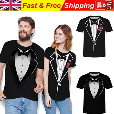 Buy Tuxedo T Shirt - Funny T-shirt Comic Fancy Dress Retro Party Smart Shirt Tie Fly • 11.99£