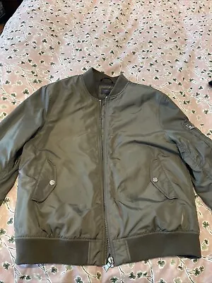 Buy Marks And Spencer Men’s Bomber Jacket Green Large Zip Up Limited Edition • 15£